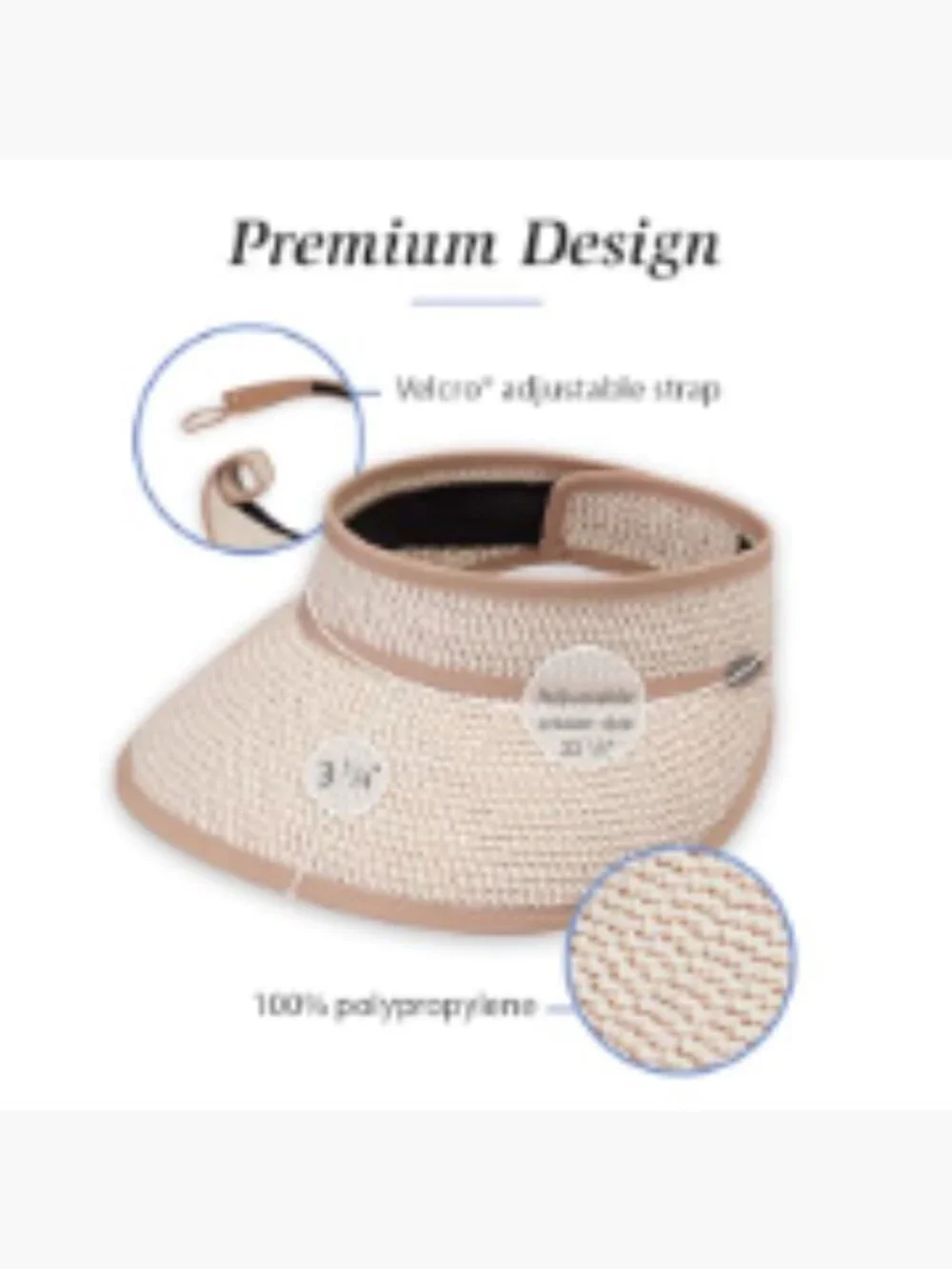 Women's Wide Brim Sun Visor with Adjustable Strap - UPF 50+